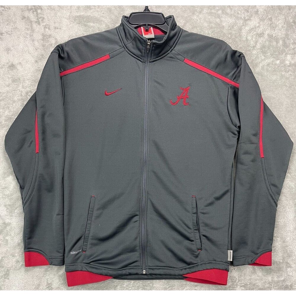 Nike Men's Alabama Crimson Tide Jacket Size Medium Gray Red Embroidered
